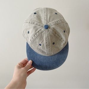 Vintage Adult Beige/Grey & Blue Denim Baseball Cap